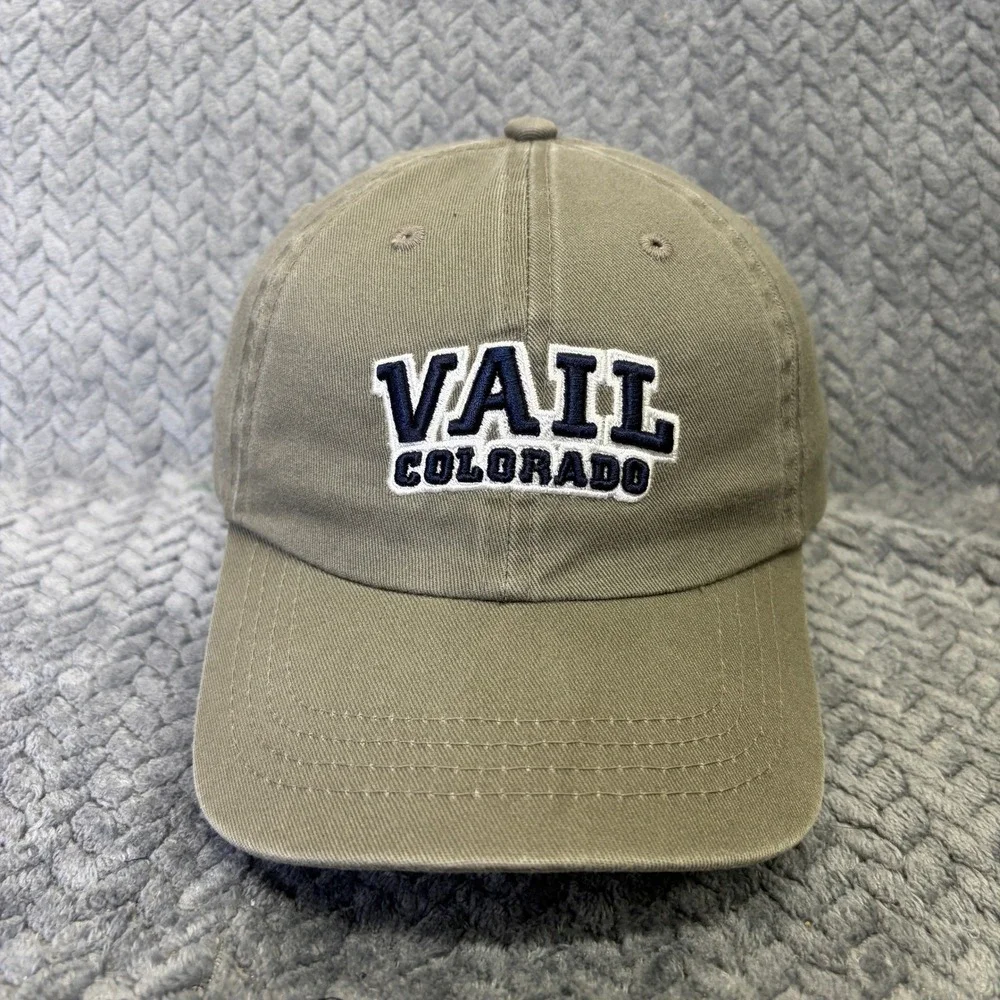 Vail Colorado Souvenir Baseball Cap Hat Olive Green Embroidered Adjustable
